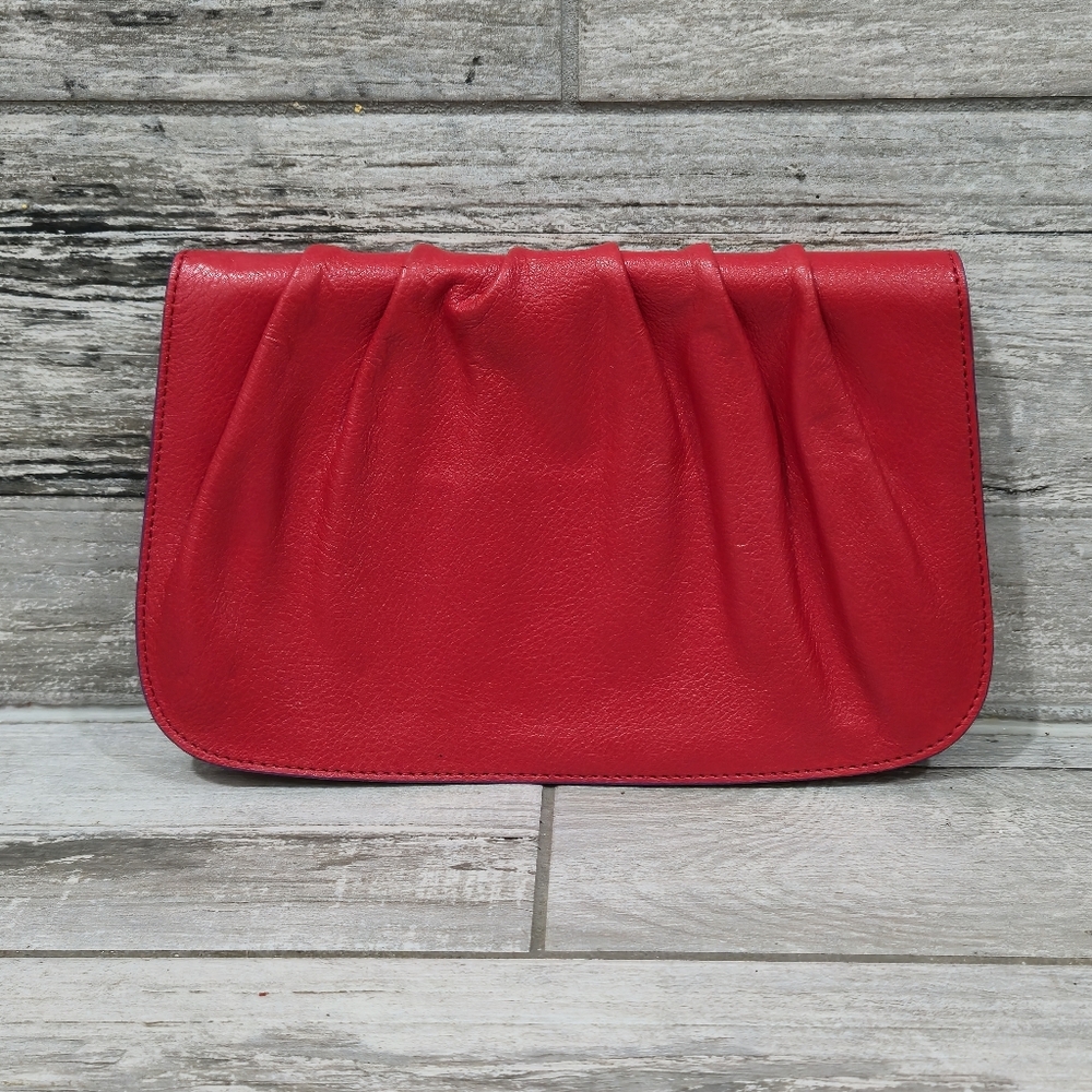 BAEKGAARD Genuine Leather Gathered/Ruched Clutch Style Handbag - Picture 4 of 14